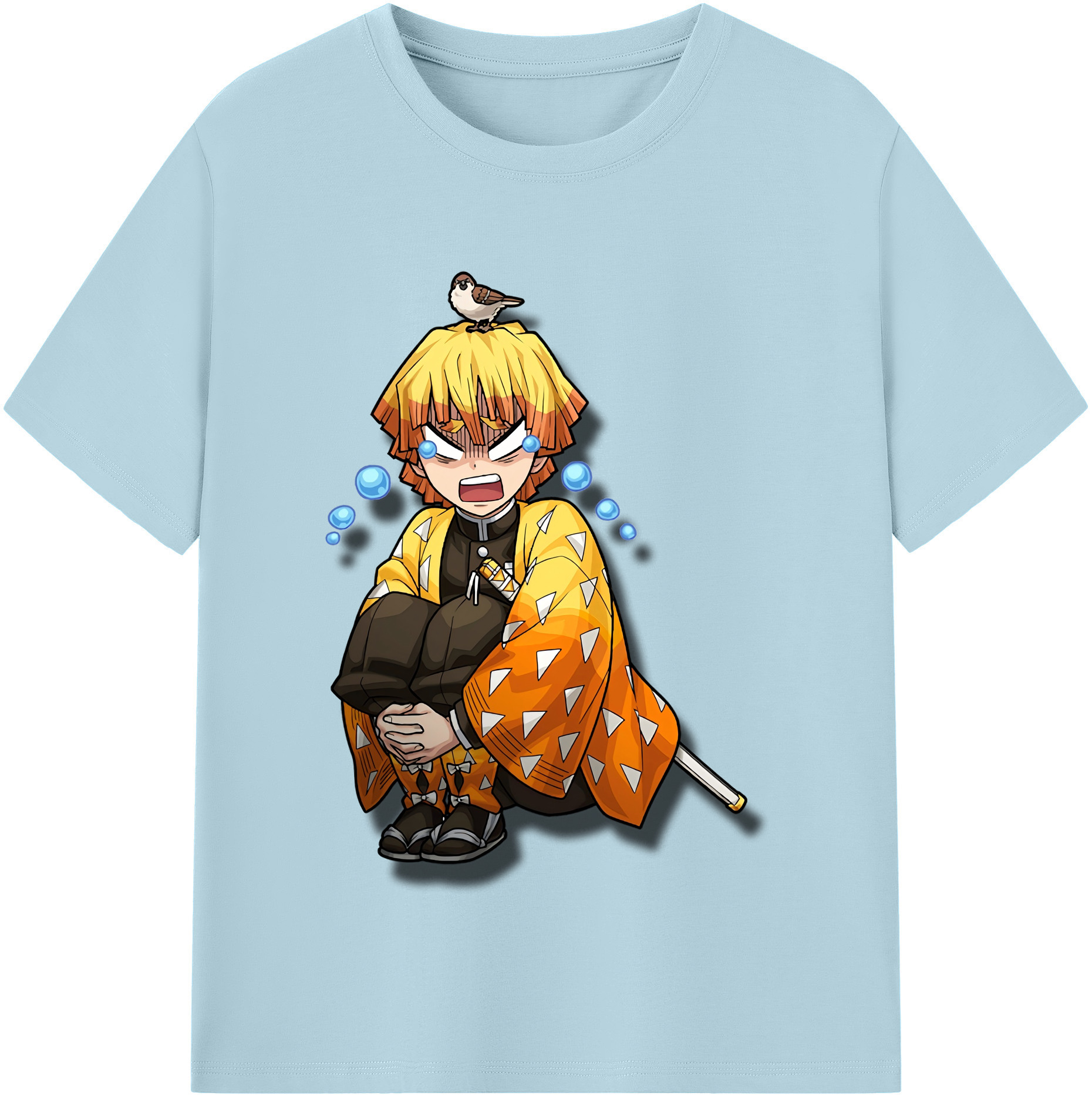 （画像用） 鬼滅の刃（きめつのやいば）我妻 善逸／あがつま ぜんいつ Agatsuma Zenitsu 綿100％半袖Tシャツ（フロントプリント）